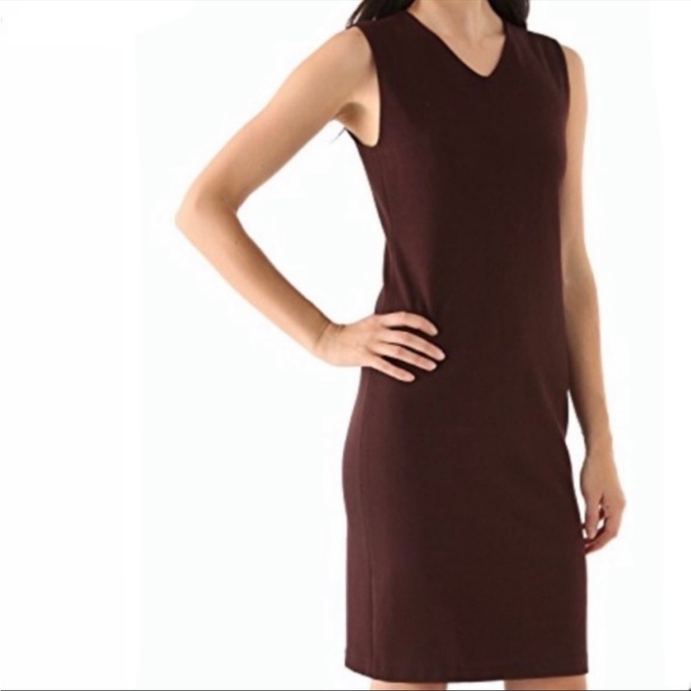 Vince Sheath Midi Dress V-Neck Sleeveless Brown 6